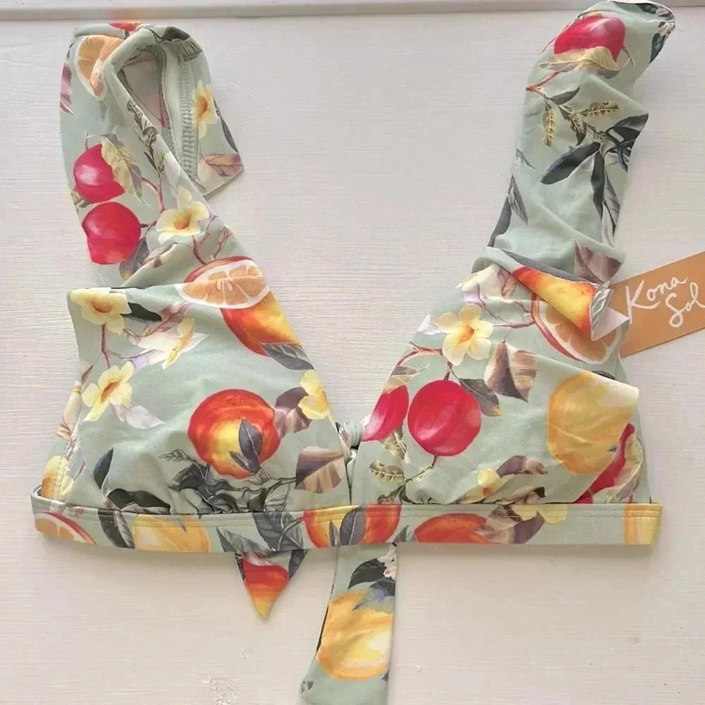 Kona Sol Tropical Lemon Bikini Top- size small (4-6)